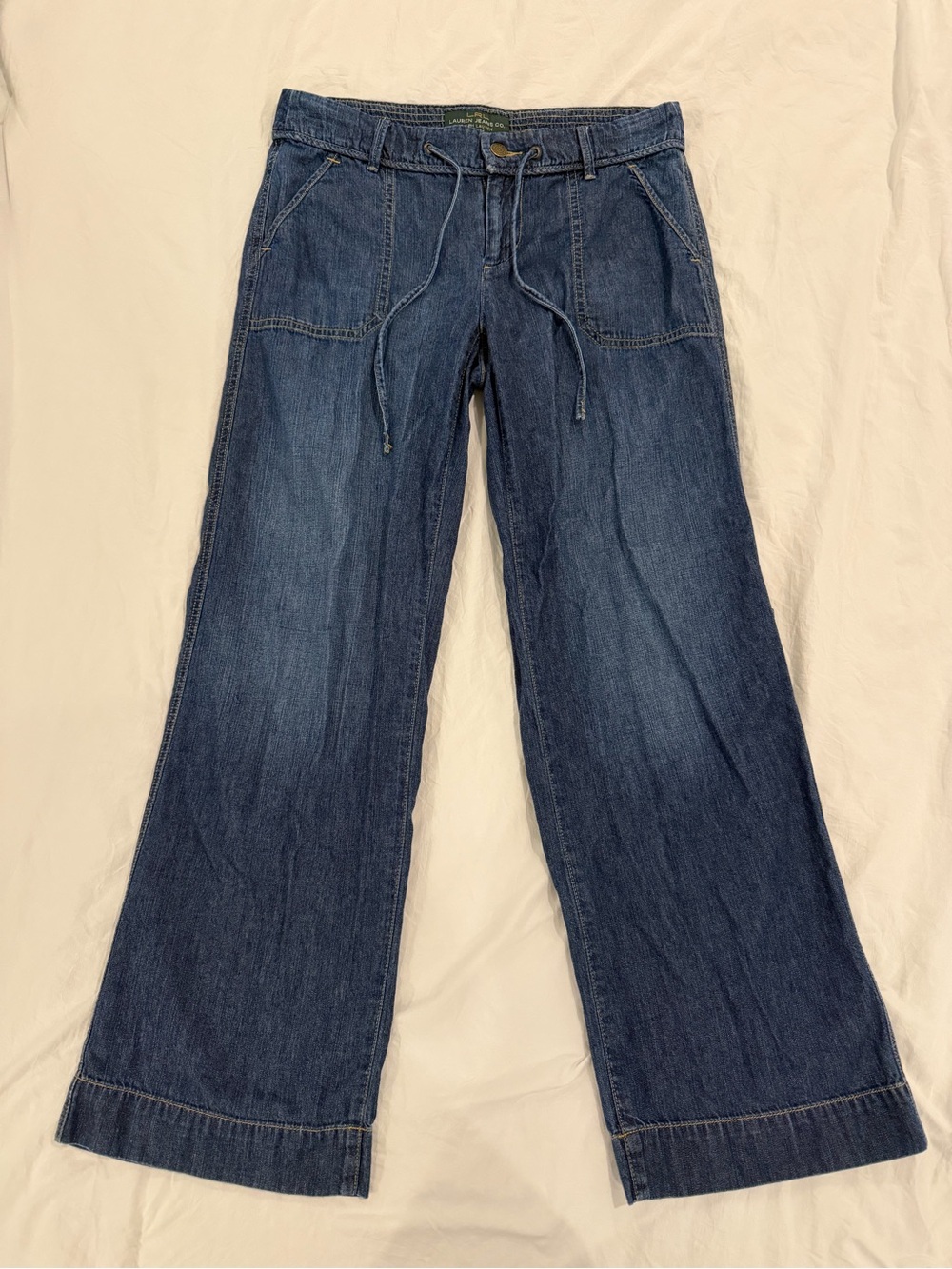 Vintage Lauren Ralph Lauren Low-Mid Rise Wide Leg Tie Jeans